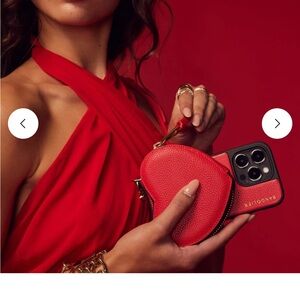 Bandolier Willa Heart Pouch Bandolier in poppy red leather with gold hardware